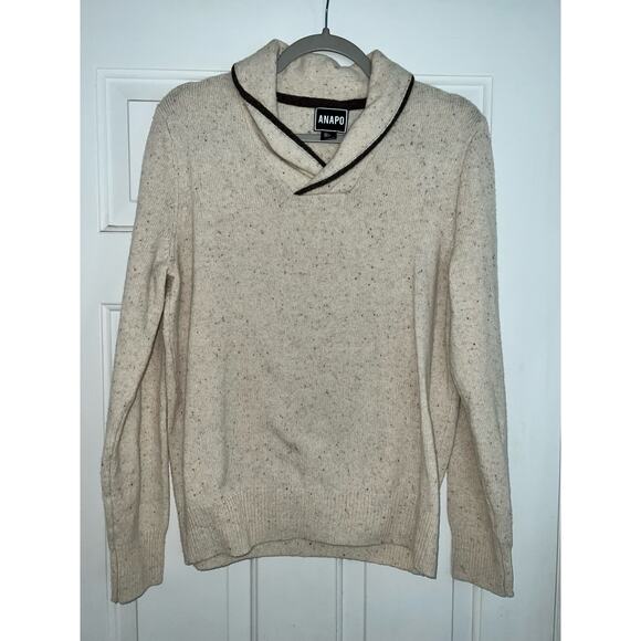 ANAPO lambswool blend - beige/ivory sweater - size L - Picture 1 of 8